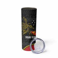 Personalised PNG Morobe Provins Skinny Tumbler Papua New Guinea Plumeria Melanesian Pattern - Polynesian Pride