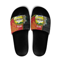 Personalised PNG Morobe Provins Slide Sandals Papua New Guinea Plumeria Melanesian Pattern - Polynesian Pride