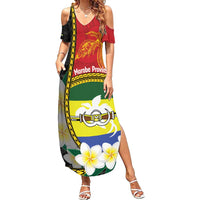 Personalised PNG Morobe Provins Summer Maxi Dress Papua New Guinea Plumeria Melanesian Pattern LT14 Women Red - Polynesian Pride