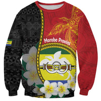 Personalised PNG Morobe Provins Sweatshirt Papua New Guinea Plumeria Melanesian Pattern LT14 Unisex Red - Polynesian Pride