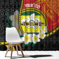 Personalised PNG Morobe Provins Window Curtain Papua New Guinea Plumeria Melanesian Pattern - Polynesian Pride