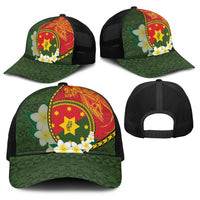 PNG Isten Hailans Provins Baseball Net Cap Papua New Guinea Plumeria Melanesian Pattern LT14 - Polynesian Pride