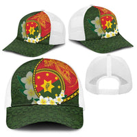 PNG Isten Hailans Provins Baseball Net Cap Papua New Guinea Plumeria Melanesian Pattern LT14 - Polynesian Pride
