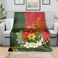 Personalised PNG Isten Hailans Provins Blanket Papua New Guinea Plumeria Melanesian Pattern - Polynesian Pride