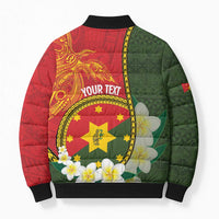 Personalised PNG Isten Hailans Provins Bomber Puffer Jacket Papua New Guinea Plumeria Melanesian Pattern LT14 - Polynesian Pride