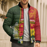 Personalised PNG Isten Hailans Provins Bomber Puffer Jacket Papua New Guinea Plumeria Melanesian Pattern LT14 - Polynesian Pride