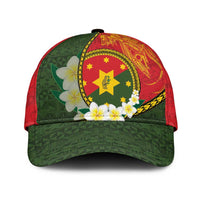 PNG Isten Hailans Provins Classic Cap Papua New Guinea Plumeria Melanesian Pattern LT14 Universal Fit Green - Polynesian Pride