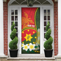 Personalised PNG Isten Hailans Provins Door Cover Papua New Guinea Plumeria Melanesian Pattern - Polynesian Pride