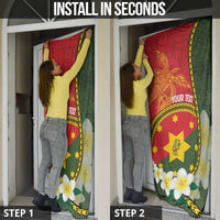 Personalised PNG Isten Hailans Provins Door Cover Papua New Guinea Plumeria Melanesian Pattern - Polynesian Pride