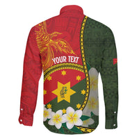 Personalised PNG Isten Hailans Provins Family Matching Off Shoulder Short Dress and Hawaiian Shirt Papua New Guinea Plumeria Melanesian Pattern - Polynesian Pride