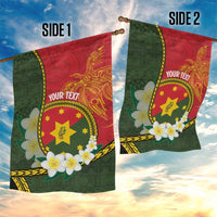 Personalised PNG Isten Hailans Provins Garden Flag Papua New Guinea Plumeria Melanesian Pattern - Polynesian Pride