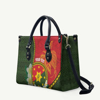 Personalised PNG Isten Hailans Provins Leather Bag Papua New Guinea Plumeria Melanesian Pattern - Polynesian Pride