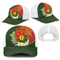 PNG Isten Hailans Provins Mesh Trucker Cap Papua New Guinea Plumeria Melanesian Pattern LT14 - Polynesian Pride