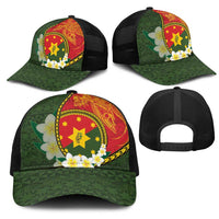 PNG Isten Hailans Provins Mesh Trucker Cap Papua New Guinea Plumeria Melanesian Pattern LT14 - Polynesian Pride