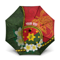 Personalised PNG Isten Hailans Provins Umbrella Papua New Guinea Plumeria Melanesian Pattern - Polynesian Pride