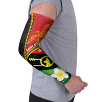 Personalised PNG Sauten Hailans Arm Sleeves Papua New Guinea Plumeria Melanesian Pattern LT14 - Polynesian Pride