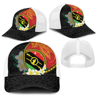 PNG Sauten Hailans Baseball Net Cap Papua New Guinea Plumeria Melanesian Pattern LT14 - Polynesian Pride