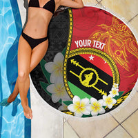 Personalised PNG Sauten Hailans Beach Blanket Papua New Guinea Plumeria Melanesian Pattern LT14 - Polynesian Pride