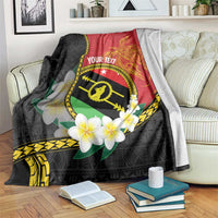 Personalised PNG Sauten Hailans Blanket Papua New Guinea Plumeria Melanesian Pattern - Polynesian Pride