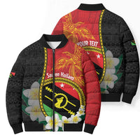 Personalised PNG Sauten Hailans Bomber Puffer Jacket Papua New Guinea Plumeria Melanesian Pattern LT14 - Polynesian Pride