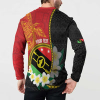 Personalised PNG Sauten Hailans Button Sweatshirt Papua New Guinea Plumeria Melanesian Pattern LT14 - Polynesian Pride