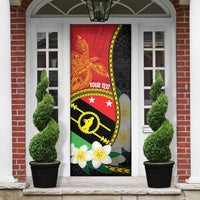 Personalised PNG Sauten Hailans Door Cover Papua New Guinea Plumeria Melanesian Pattern - Polynesian Pride