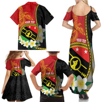 Personalised PNG Sauten Hailans Family Matching Summer Maxi Dress and Hawaiian Shirt Papua New Guinea Plumeria Melanesian Pattern - Polynesian Pride