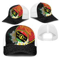 PNG Sauten Hailans Mesh Trucker Cap Papua New Guinea Plumeria Melanesian Pattern LT14 - Polynesian Pride