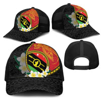 PNG Sauten Hailans Mesh Trucker Cap Papua New Guinea Plumeria Melanesian Pattern LT14 - Polynesian Pride