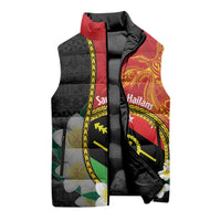 Personalised PNG Sauten Hailans Sleeveless Puffer Jacket Papua New Guinea Plumeria Melanesian Pattern LT14 - Polynesian Pride