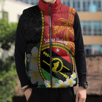 Personalised PNG Sauten Hailans Sleeveless Puffer Jacket Papua New Guinea Plumeria Melanesian Pattern LT14 - Polynesian Pride