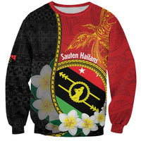 Personalised PNG Sauten Hailans Sweatshirt Papua New Guinea Plumeria Melanesian Pattern LT14 Unisex Red - Polynesian Pride