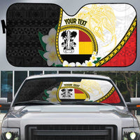 Personalised PNG Madang Provins Auto Sun Shade Papua New Guinea Plumeria Melanesian Pattern LT14 White - Polynesian Pride