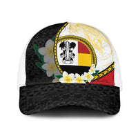 PNG Madang Provins Baseball Net Cap Papua New Guinea Plumeria Melanesian Pattern LT14 One Size White White - Polynesian Pride