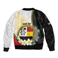 Personalised PNG Madang Provins Bomber Jacket Papua New Guinea Plumeria Melanesian Pattern - Polynesian Pride