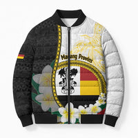 Personalised PNG Madang Provins Bomber Puffer Jacket Papua New Guinea Plumeria Melanesian Pattern LT14 White - Polynesian Pride