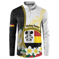 Personalised PNG Madang Provins Button Sweatshirt Papua New Guinea Plumeria Melanesian Pattern LT14 White - Polynesian Pride