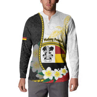 Personalised PNG Madang Provins Button Sweatshirt Papua New Guinea Plumeria Melanesian Pattern LT14 - Polynesian Pride