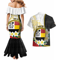 Personalised PNG Madang Provins Couples Matching Mermaid Dress and Hawaiian Shirt Papua New Guinea Plumeria Melanesian Pattern - Polynesian Pride