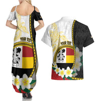 Personalised PNG Madang Provins Couples Matching Summer Maxi Dress and Hawaiian Shirt Papua New Guinea Plumeria Melanesian Pattern - Polynesian Pride