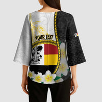 Personalised PNG Madang Provins Kimono Sleeve Blouse Papua New Guinea Plumeria Melanesian Pattern - Polynesian Pride