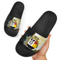 Personalised PNG Madang Provins Slide Sandals Papua New Guinea Plumeria Melanesian Pattern - Polynesian Pride