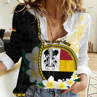 Personalised PNG Madang Provins Women Casual Shirt Papua New Guinea Plumeria Melanesian Pattern - Polynesian Pride