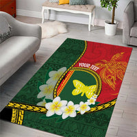 Personalised PNG Oro Provins Area Rug Papua New Guinea Plumeria Melanesian Pattern - Polynesian Pride