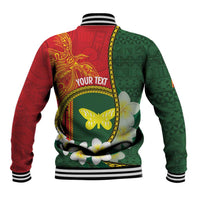Personalised PNG Oro Provins Baseball Jacket Papua New Guinea Plumeria Melanesian Pattern LT14 - Polynesian Pride