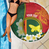 Personalised PNG Oro Provins Beach Blanket Papua New Guinea Plumeria Melanesian Pattern LT14 - Polynesian Pride