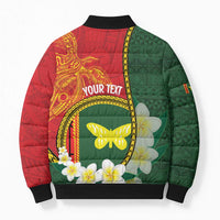 Personalised PNG Oro Provins Bomber Puffer Jacket Papua New Guinea Plumeria Melanesian Pattern LT14 - Polynesian Pride
