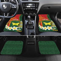 Personalised PNG Oro Provins Car Mats Papua New Guinea Plumeria Melanesian Pattern LT14 Set 4pcs Green - Polynesian Pride