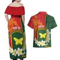 Personalised PNG Oro Provins Couples Matching Off Shoulder Maxi Dress and Hawaiian Shirt Papua New Guinea Plumeria Melanesian Pattern - Polynesian Pride