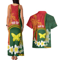 Personalised PNG Oro Provins Couples Matching Tank Maxi Dress and Hawaiian Shirt Papua New Guinea Plumeria Melanesian Pattern - Polynesian Pride